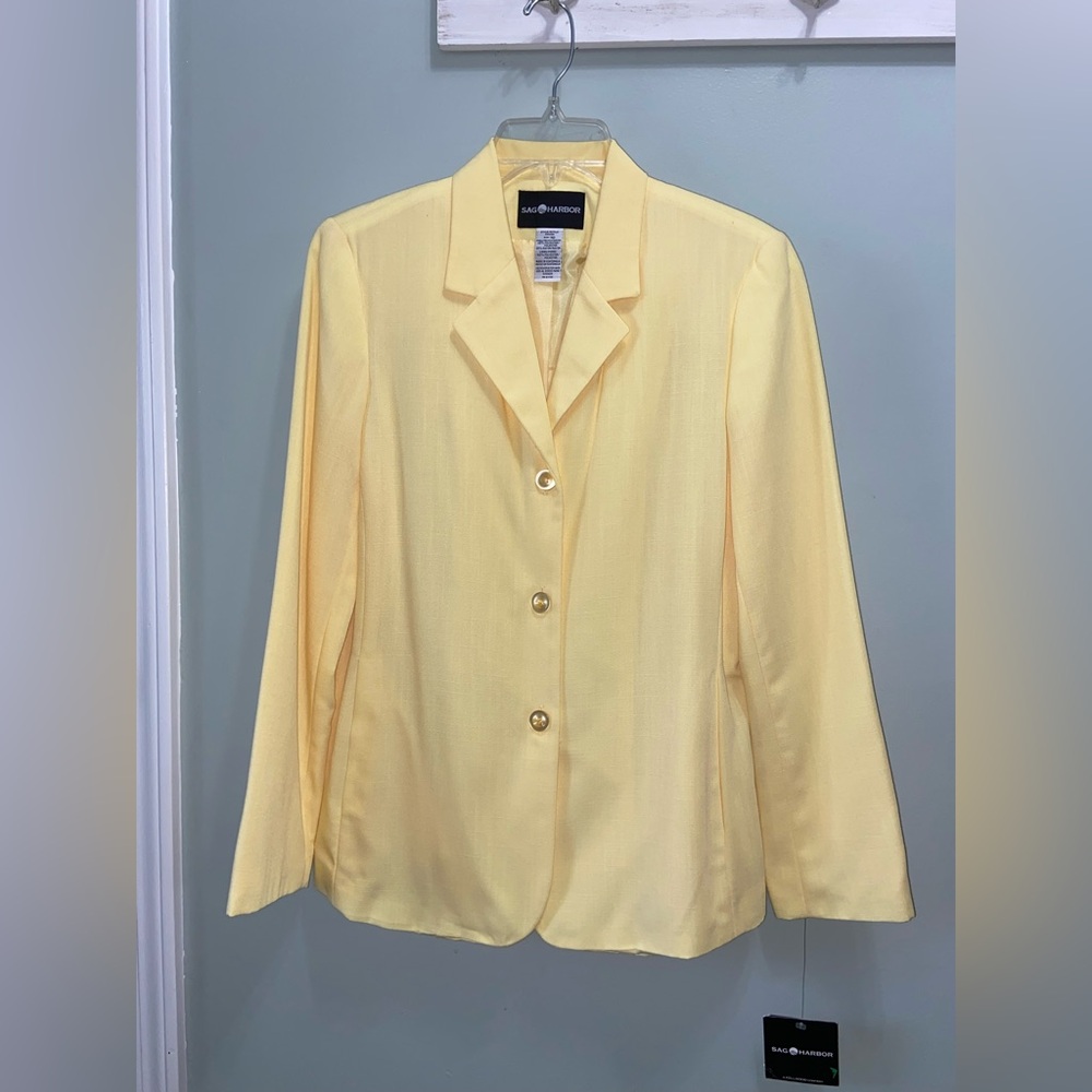 NWT Sag Harbor Women’s Yellow Lined Blazer Size 10